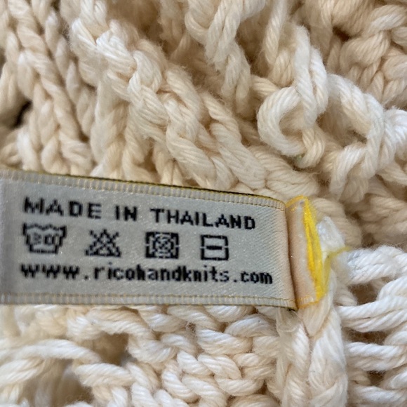 Rico Foundation Crocheted Boho Vintage V-Neck Sweater Top Beige Small Y2K - Picture 12 of 12